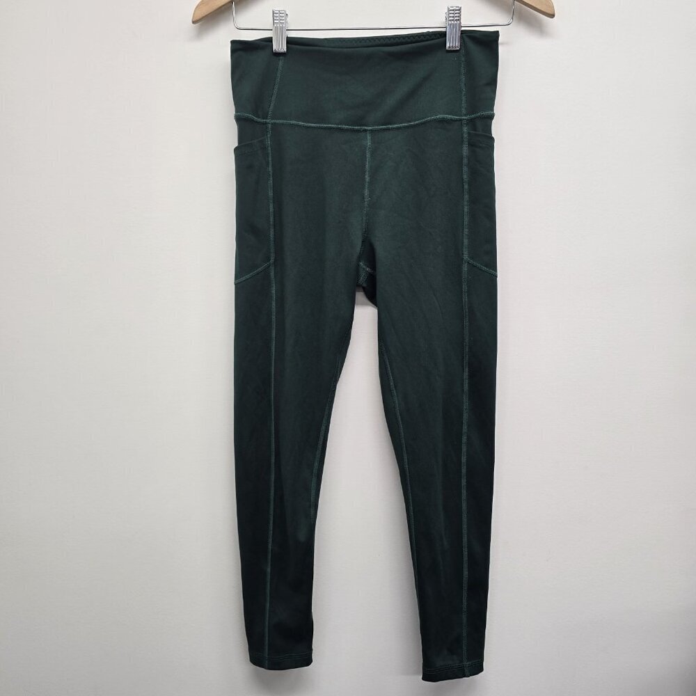 Victorias Secret Womens Size 10 Leggings Stretch Pockets Dark Green 23" Inseam